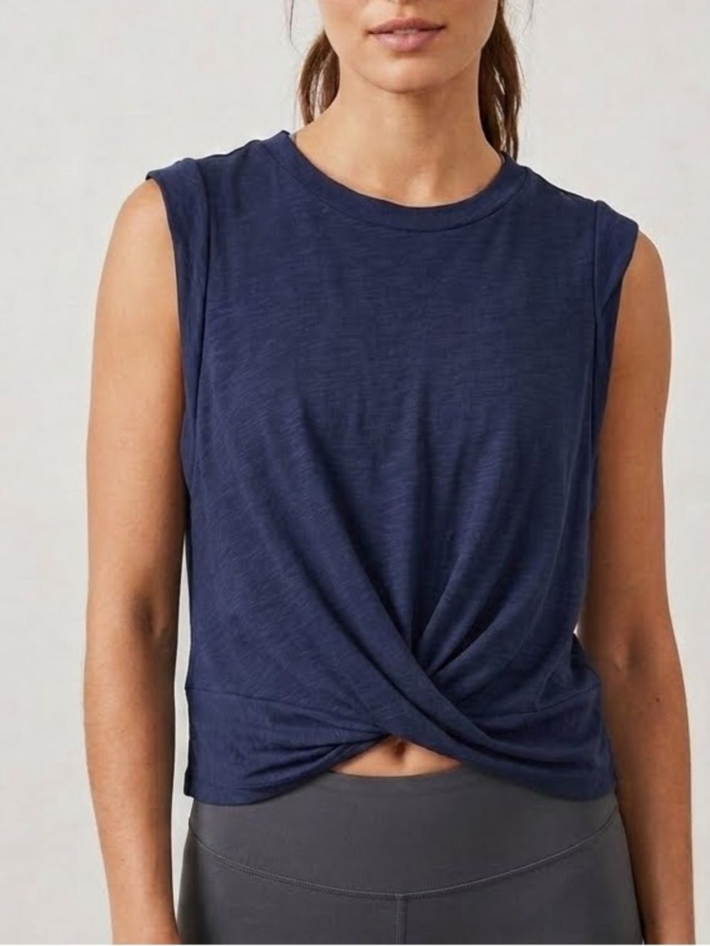Free People FP Movement Twist-Front Muscle Tank Navy Blue Medium